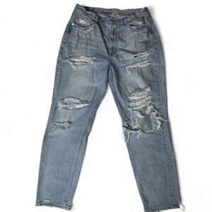 American Eagle Jeans Womens 12 Blue Mom Jeans Distressed Destroyed High Rise Y2K